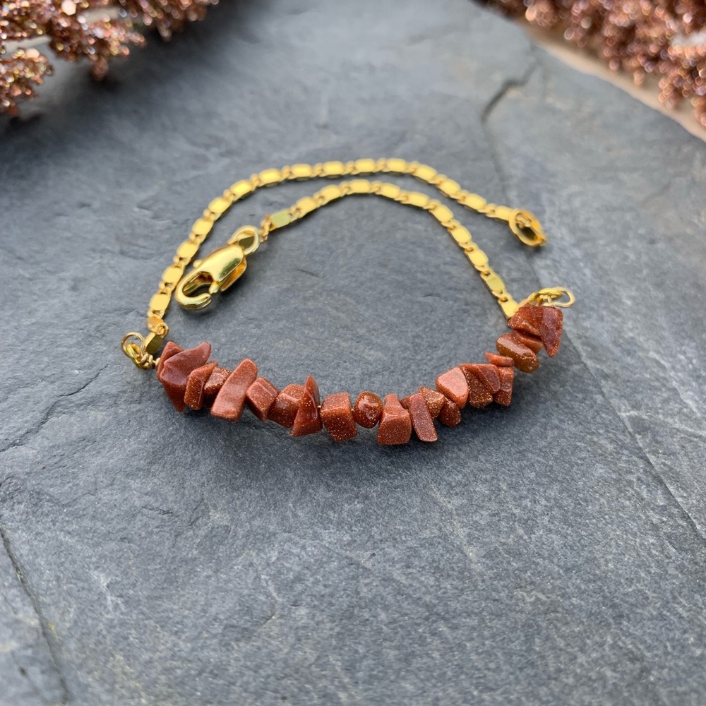 Gold Sandstone gemstone Gold Bar Bracelet